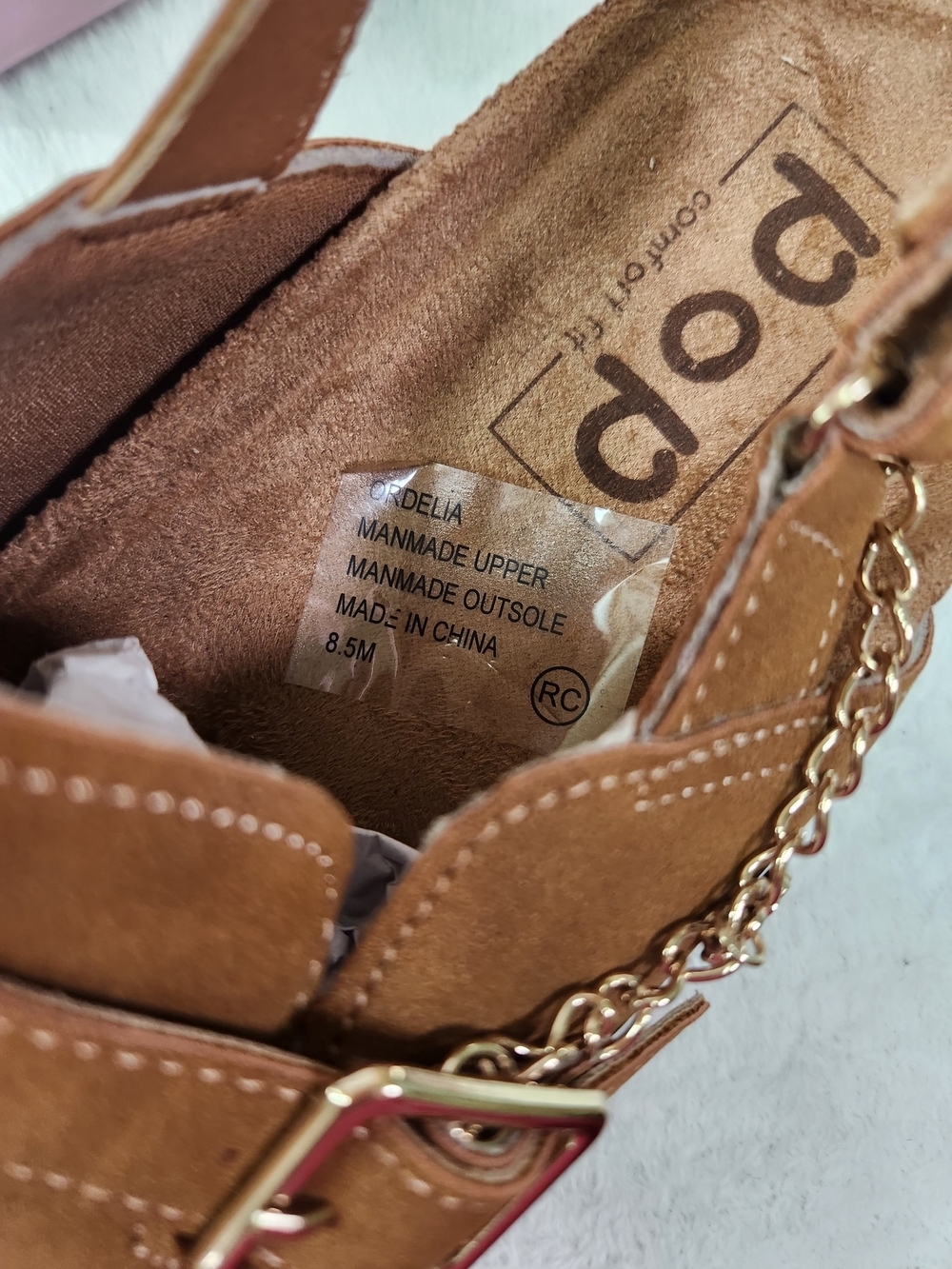 pop Ordelia Tan Suede-Look Slingback Clog with Buckle and Charm Size 8.5 - Picture 9 of 11